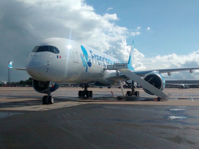 Airbus A350-900 (F-HREU) - An unusual  but very welcome visitor to MAN. Came into Air Livery to have its colours put on