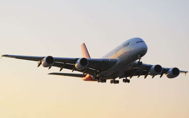 Airbus A380-800 (VH-OQK) - I captured this A380 a few minutes before 6:30 am! 