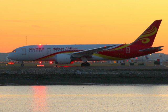 B-2738 — - Hainan 482 taxiing to 22L for a sunset departure to Beijing