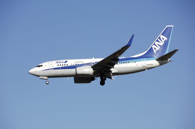 Boeing 737-700 (JA07AN) - Final Approach to NRT Airport Runway 34L on 2011/12/30 ANA c/s