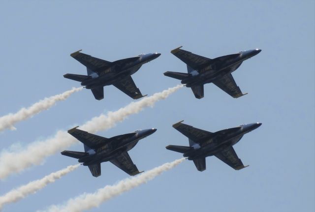 McDonnell Douglas FA-18 Hornet — - Blue Angels in formation at the Thunder over Buffalo Waterfront airshow!!!!!!