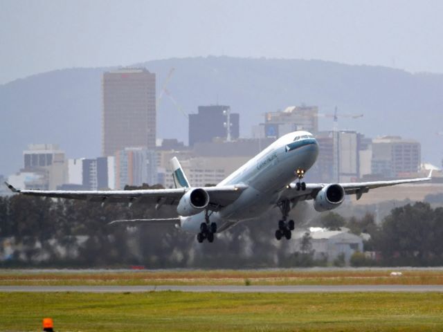 Airbus A330-300 (B-LAL) - Getting airborne off runway 23 and heading home to Hong Kong via Melbourne. Friday 5th October 2012.