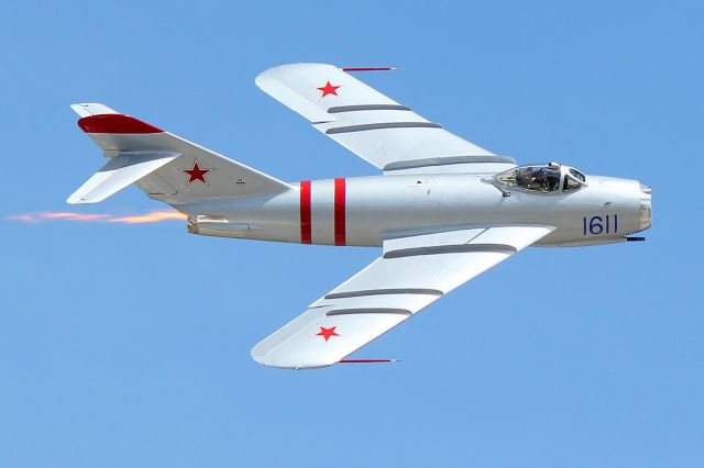 NX217SH — - Randy Balls Mig 17 has an authentic Soviet paint job and is the only MiG available for ground display with fully restored guns. (RI Air Show)