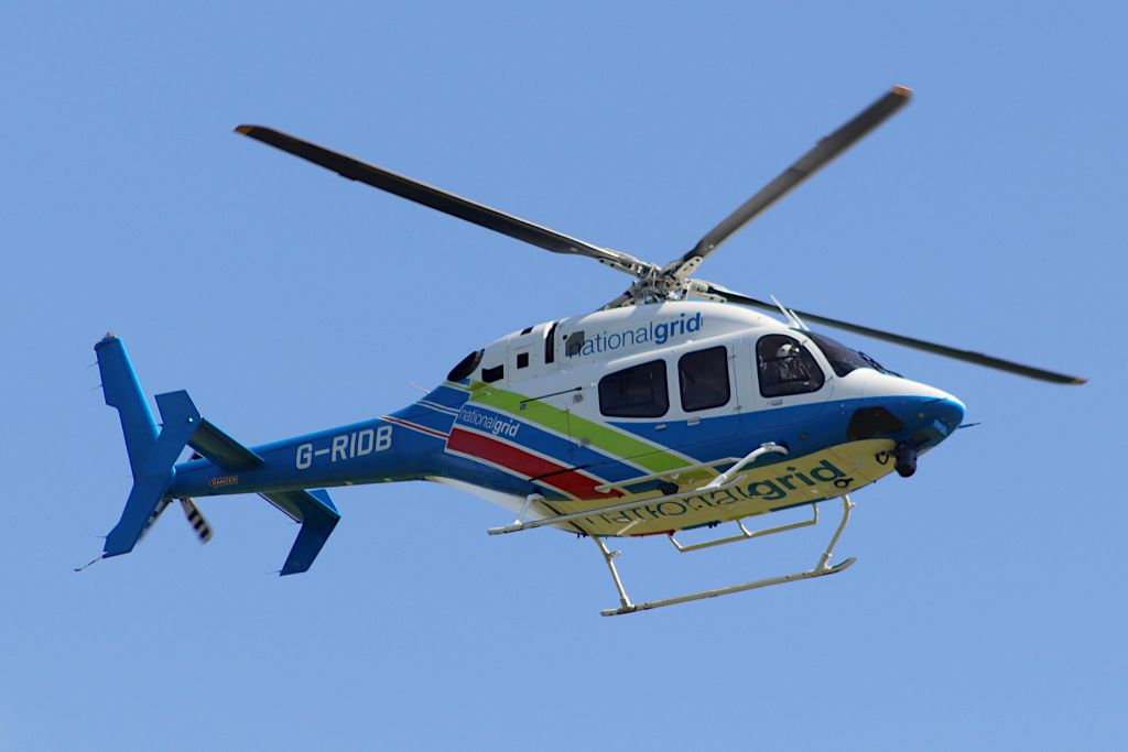 Bell 429 GlobalRanger (G-RIDB) - Checking Pylons close up locally.