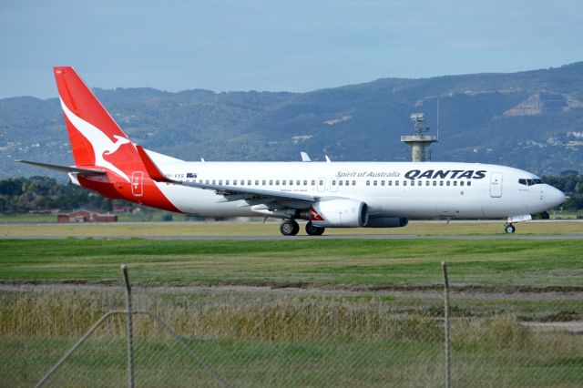 Boeing 737-800 (VH-VXS) - On taxiway heading for take-off on runway 05. Wednesday, 21st May 2014.