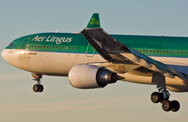 Airbus A330-300 (EI-DUZ) - Green Machine up close landing @ KBOS Logan !