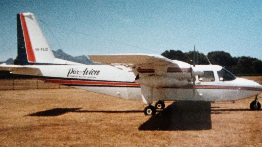 ROMAERO Islander (VH-FLD) - BN Islander VH-FLD at Flinders Island between flights, circa 1980