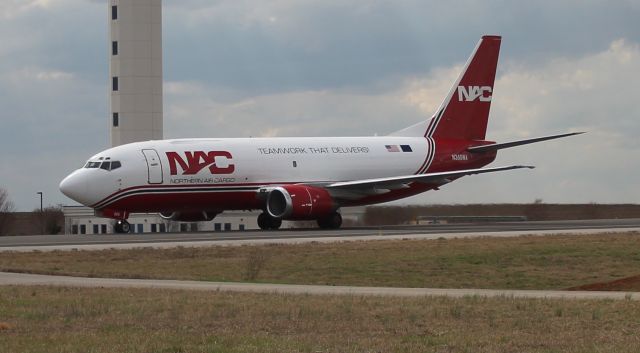 BOEING 737-300 (N360WA) - A Northern Air Cargo Boeing 737-300 taxiing under mostly cloudy skies at Carl T. Jones Field, Huntsville International Airport, AL - February 20, 2018.