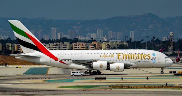 Airbus A380-800 (A6-EOH) - A6-EOH Emirates Airbus A380-861 s/n 174 - EXPO 2020 Dubai UAE Host City - Delivered April 2015 br /br /Los Angeles International Airport (IATA: LAX, ICAO: KLAX, FAA LID: LAX)br /Photo: TDelCorobr /September 2, 2017