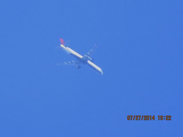 BOEING 757-300 (N587NW) - Delta Air Lines flight 898 from SFO to ATL over Baxter Springs KS (78KS) at 35k feet.