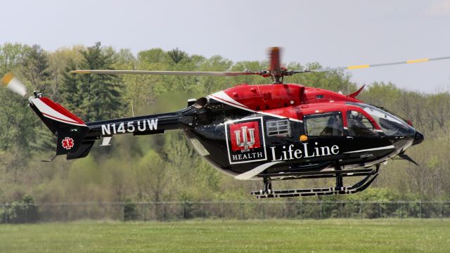 KAWASAKI EC-145 (N145UW) - IU Health Lifeline 2008 Eurocopter EC145. New paint job. 4/24/23.