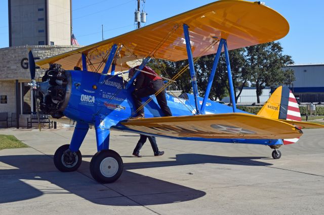 Boeing PT-17 Kaydet (N49295) - PT-17 from Ageless Aviation Foundation stopped in Georgetown Tx. on Nov. 11 to give flights on its Seniors and Veterans Tour. 