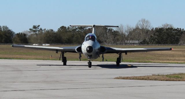 Aero L-29 Delfin (N39DE) - An Aero Vodochody L-29 Delfin taxiing onto the ramp at H. L. Sonny Callahan Airport, Fairhope, AL - during the Classic Jet Aircraft Association's 2021 JetBlast - March 3, 2021.