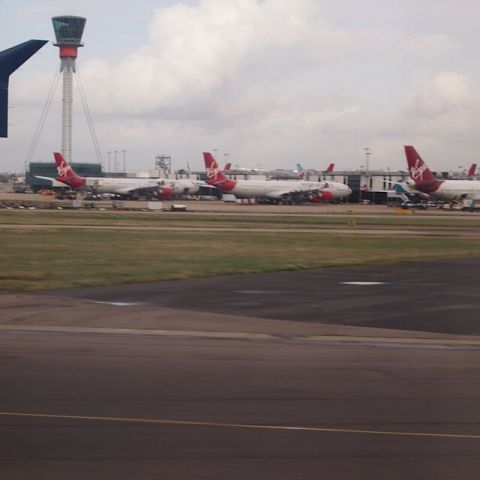 Airbus A340-600 — - 3 Virgin A340-600s lined up together