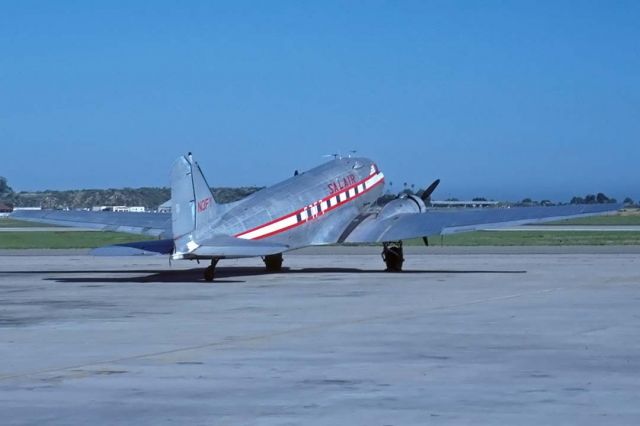 Douglas DC-3 (N3FY) - Salair Douglas DC-3C N3FY at the Santa Barbara Airport on May 10, 1988. Its Douglas construction number is 20562. It was delivered to the Army Air Corps as C-47A-90 43-16096. It crashed in thick fog and rain in mountainous terrain near Quetzaltenango Airport, Guatemala on November 1, 1998. 11 of the 18 on board were killed.