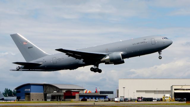 Boeing Pegasus (1646014) - BOE014 on rotation from Rwy 16R after a touch n go landing on 6.24.20. (KC-46A / ln 1113 / cn 34105).