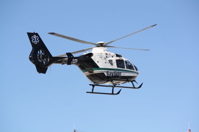 Eurocopter EC-635 (N163BF) - Bayflite (N163BF) departs the helipad at Sarasota Memorial Hospital