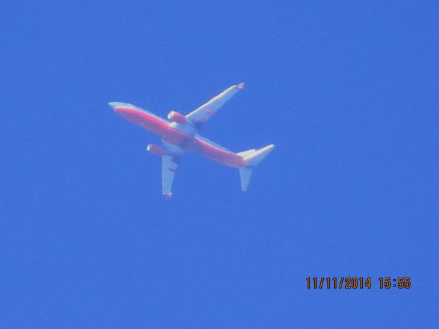 Boeing 737-800 (N8600F) - Southwest Airlines flight 549 from BWI to PHX over Southeastern Kansas at 36,000 feet.