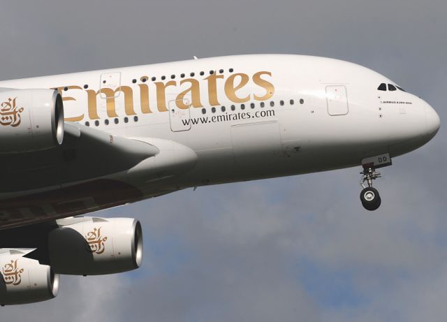 Airbus A380-800 (A6-EDD) - Coming to an airport near you soon.    Emirates A380.800 on final approach to RW 09L at LHR.