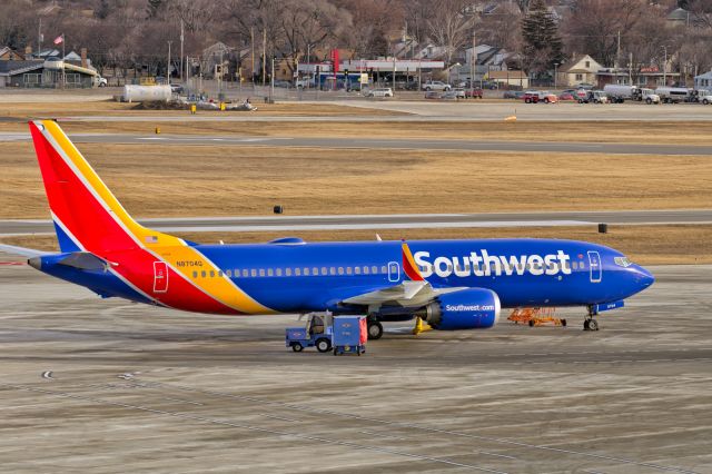 Boeing 737 MAX 8 (N8704Q) - Southwest B737 MAX 8 on the ramp at KMKE.