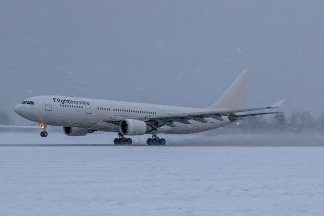 Airbus A330-200 (9H-BFS) - Takeoff in a big snowstorm