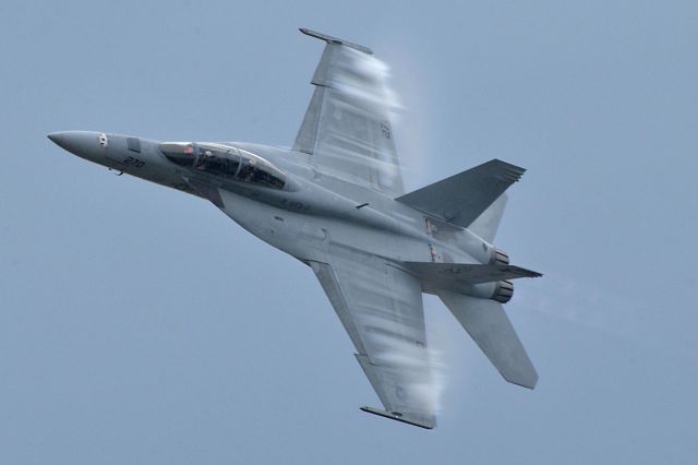 — — - F-18 In a high g turn at the Geneseo,NY Airshow