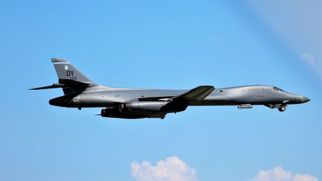 Rockwell Lancer (AFR86126) - Side Profile of the B-1 B as it Departs Oshkosh.  Pic through the fence.