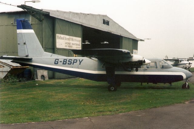 ROMAERO Islander (G-BSPY) - Seen here in Aug-96. Transferred to Thailand 14-Sep-01 where it became HS-RON. Written off 14-Jan-03 near VTBF.