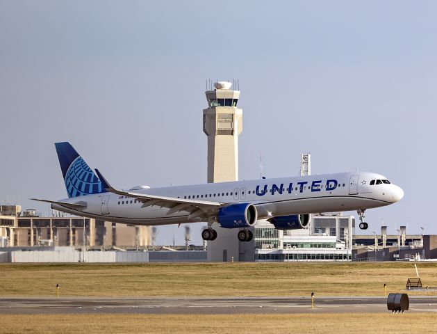 Airbus A321neo (N14503) - United 3850, a brand new A321neo, arriving in Cleveland on its’ 11+ hour and 4,200 mile delivery flight from Hamburg Finkenwerder - XFW / EDHI via Keflavik Int'l - KEF / BIKF this afternoon (5 Jan 2024).