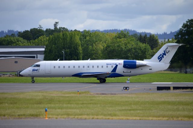 Canadair Regional Jet CRJ-200 (N447SW) - SCW4010 departing on 31L for Santa Rosa (KSTS/STS) before the TFR for the 2024 Oregon International Air Show went into effect. Arrived the day prior from Boise (KBOI/BOI) as SCW3010. This was my first time seeing a CRJ-200 at Hillsboro! Formerly flew as Delta Connection.