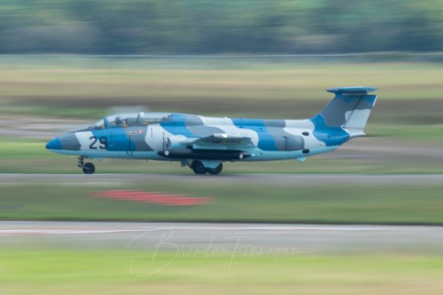 Aero L-29 Delfin (N154MM) - A beautiful L-29 Delfin throttles down RWY35L from Ellington Field on 21 October 2021