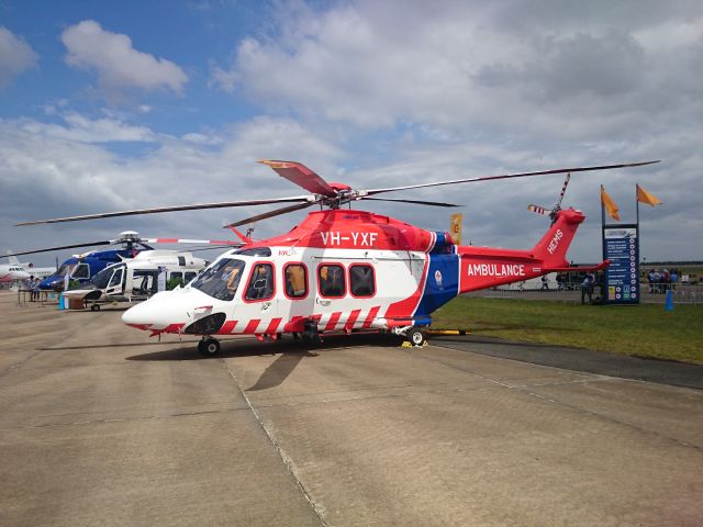 BELL-AGUSTA AB-139 (VH-YXF) - Australian Helicopters (VH-YXF), operated for Ambulance Victoria, AgustaWestland AW139 on display at the 2015 Australian International Airshow.