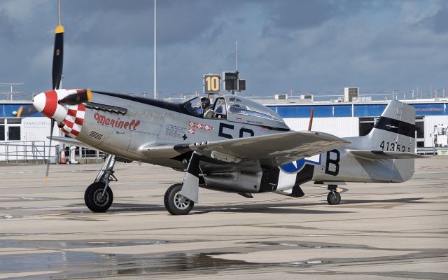 North American P-51 Mustang (G-MRLL) - Departing Jersey for the 2025 Air Display 11/Sep/2025