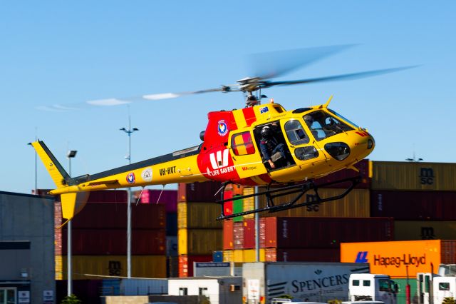 Eurocopter AS-350 AStar (VH-HVT) - HVT landing in the Fremantle Port.