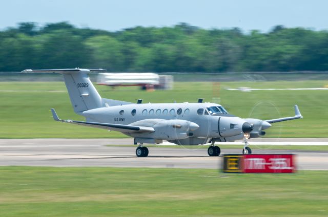 0800329 — - An Army MC-12W Liberty King Air, 08-00329, makes a refueling stop at KEFD on April 26, 2021