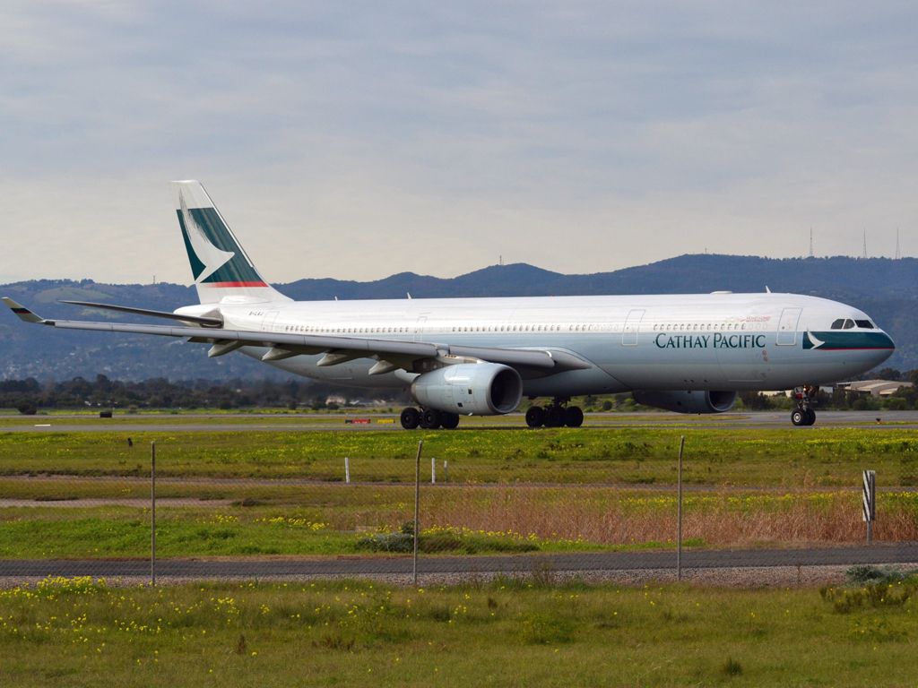 Airbus A330-300 (B-LAJ) - On taxi-way heading for take off on runway 05, for flight home to Hong Kong via Melbourne. Thursday 12th July 2012.