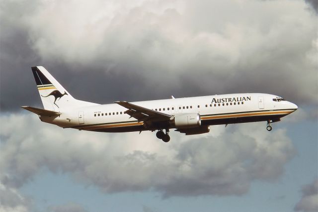 BOEING 767-300 (VH-TJR) - AUSTRALIAN AIRLINES - BOEING 737-476 - REG : VH-TJR (CN 24443/2398) - WEST BEACH ADELAIDE SA. AUSTRALIA - YPAD (21/2/1993) 35MM SLIDE SCANNED WITH A EPSON PERFECTION V700 FLATBED SCANNER