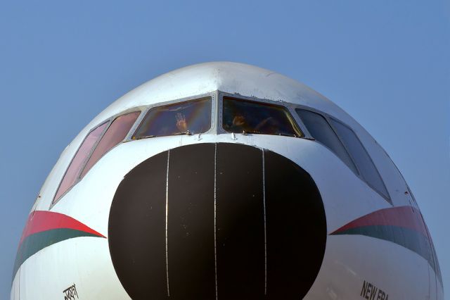 McDonnell Douglas DC-10 (S2-ACR) - The pilots of this last commercial flight of the World's last operating DC-10 (New Era of Biman Bangladesh Airlines) wave their goodbyes to the photographers on the ramp as the aircraft is being pushed back for departure to Birmingham, UK. 20th Feb., 2014