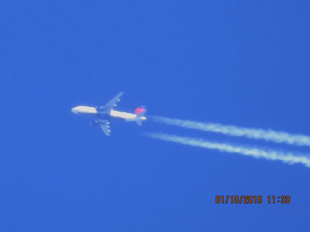 Airbus A319 (N302NB) - Delta Airlines flight 1467 from ATL to BZN over Southeastern Kansas at 36,000 feet.