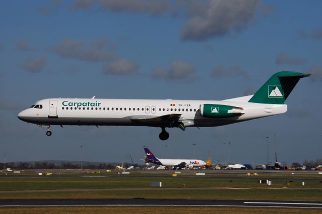 Fokker 100 (YR-FZA) - operating for Norwegian due to a strike by pilots.