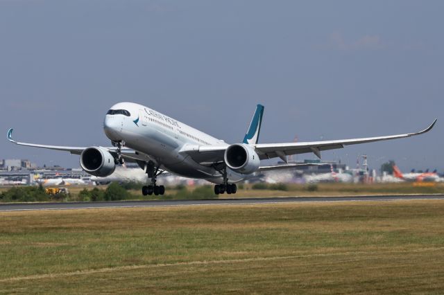 Airbus A350-900 (B-LRT) - CPA216 rotating on departure to Hong Kong