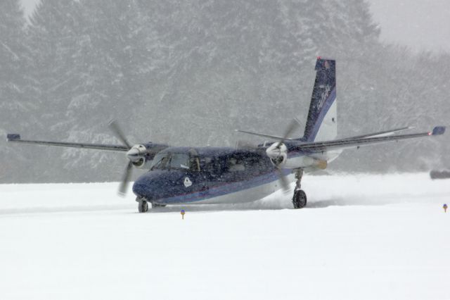 Rockwell Turbo Commander 690 (N95LF) - Rare, snowy day at Hillsboro. Hillsboro Based Life Flight. 2-08-14