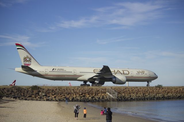 BOEING 777-300 (A6-ETN) - Etihads 77W caught the crowds attention. 