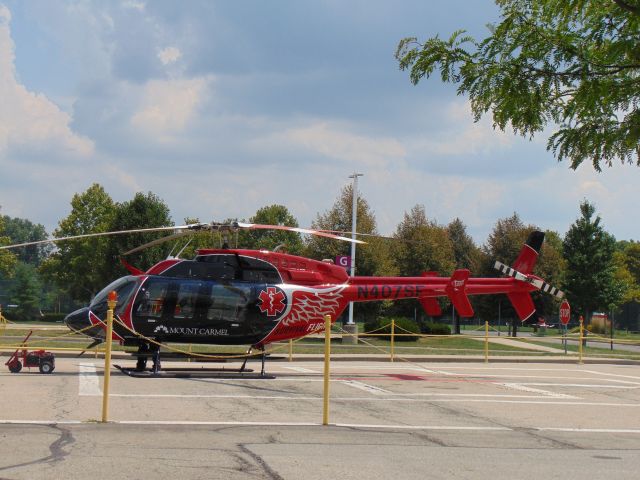 Bell 407 (N407SF) - N407SF's new paint scheme currently a medical helicopter for Survival Flight based at Mount Carmel St.Ann's in Westerville Ohio. 