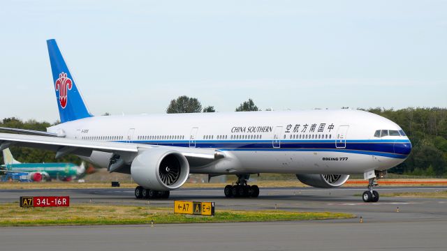 BOEING 777-300ER (B-20C5) - BOE408 taxis from Rwy 16R after landing on 8.29.19. (B777-31B(ER) / ln 1613 / cn 65417).