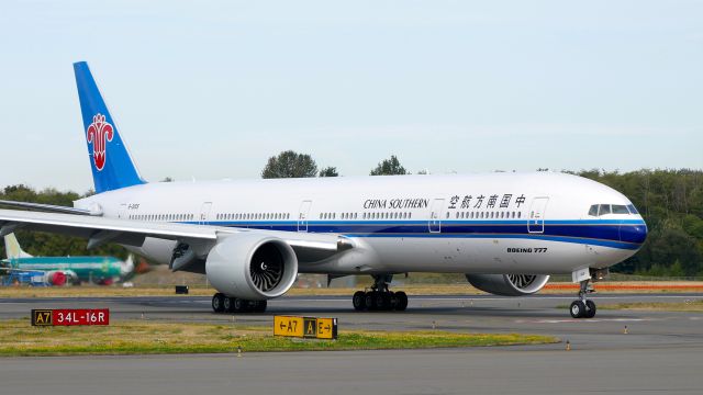 BOEING 777-300ER (B20C5) - BOE408 taxis from Rwy 16R after landing on 8.29.19. (B777-31B(ER) / ln 1613 / cn 65417).