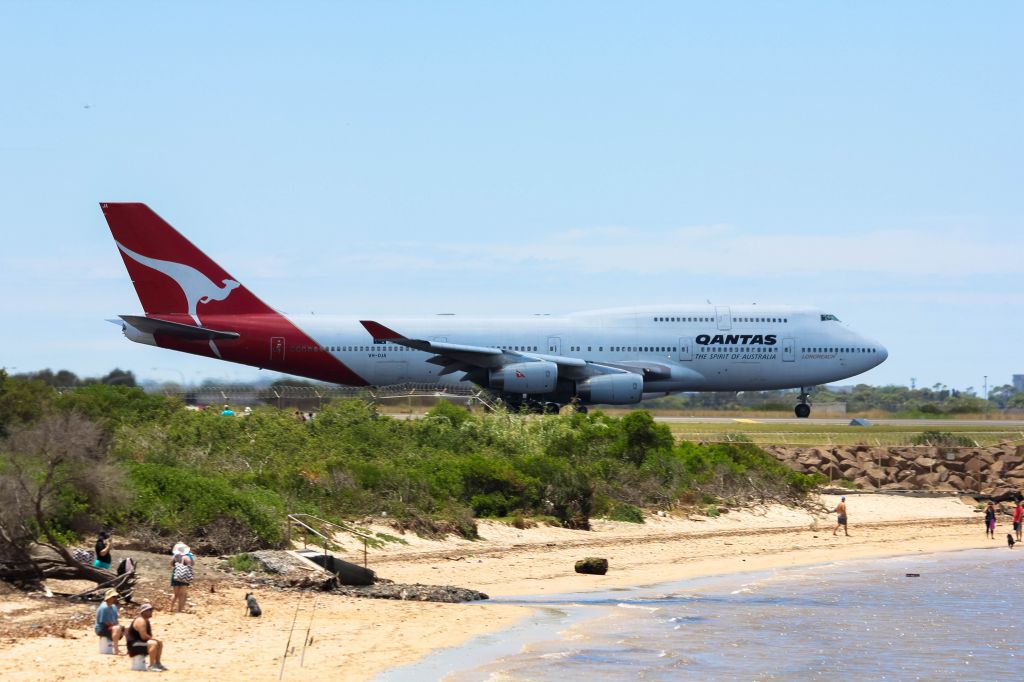 Boeing 747-400 (VH-OJA) - Final passenger flight outta SYD for LAX. Will be stored in YWOL.