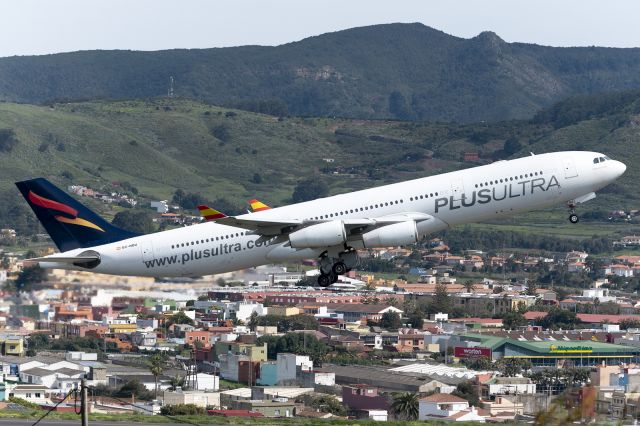 Airbus A340-300 (EC-NBU) - Tenerife Norte - Los Rodeos (TFN / GCXO) - Spainbr /br /Photo taken: March 12, 2023br /br /Operator: Plus Ultrabr /Type: Airbus A340-313Xbr /Registration: EC-NBUbr /Serial: 459