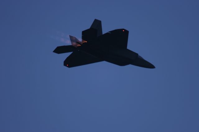 — — - F-22 Makes a Pass at Wright Patterson AFB Twilight Tattoo 2010