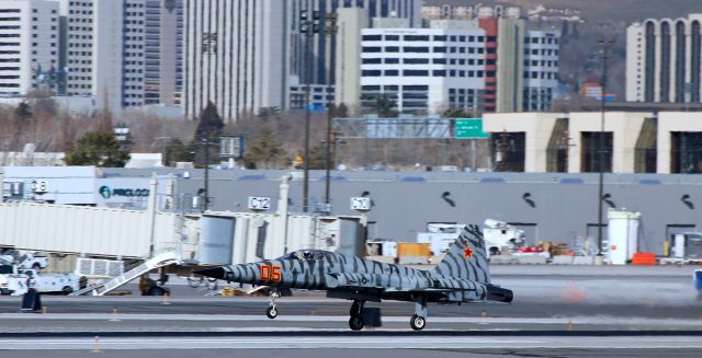 Northrop RF-5 Tigereye (76-1544) - A VFC-13 "Fighting Saints" F-5N from KNFL performs a touch and go on KRNO's 16R.  